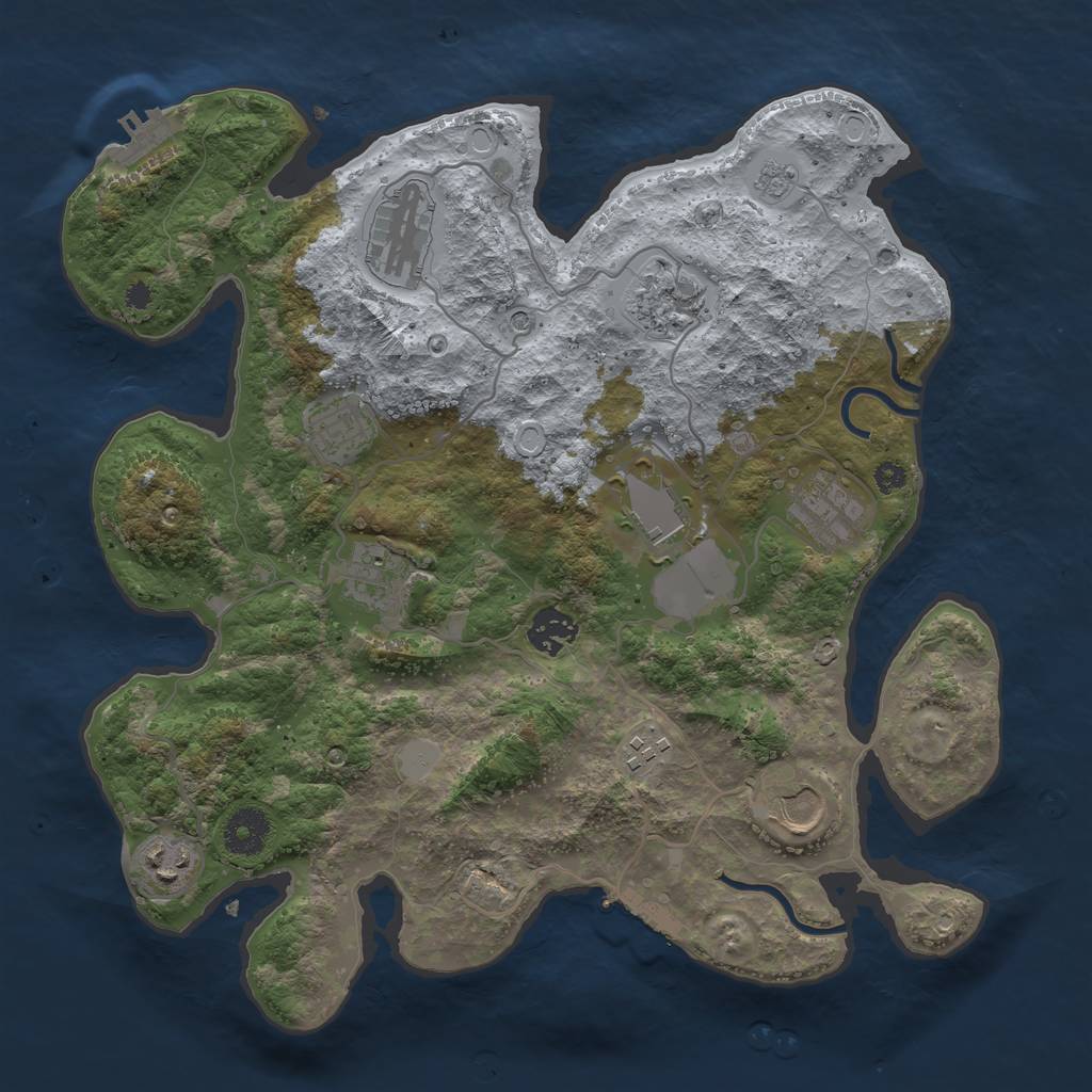 Rust Map: Procedural Map, Size: 3500, Seed: 588382395, 19 Monuments
