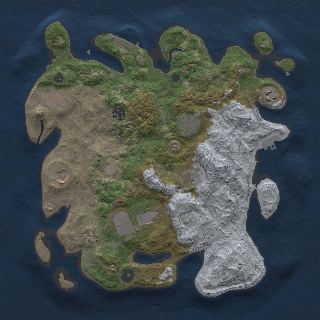 Rust Map: Procedural Map, Size: 3500, Seed: 539211606, 18 Monuments