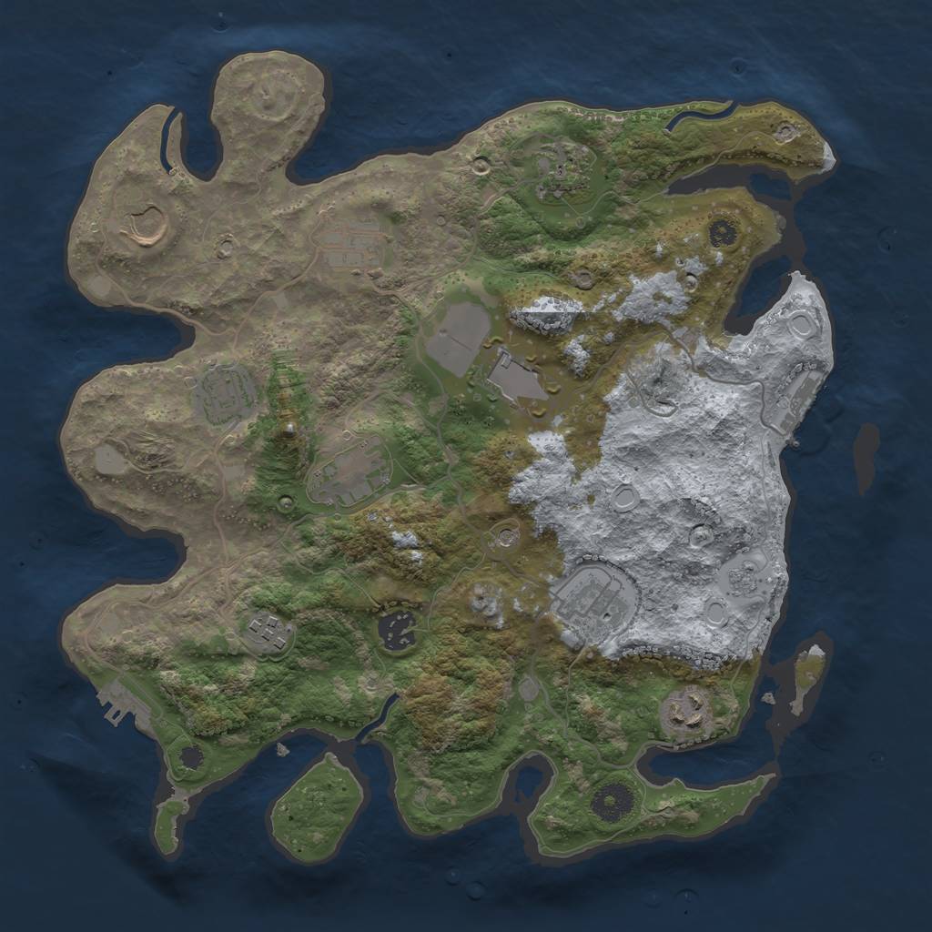 Rust Map: Procedural Map, Size: 3500, Seed: 762536054, 19 Monuments