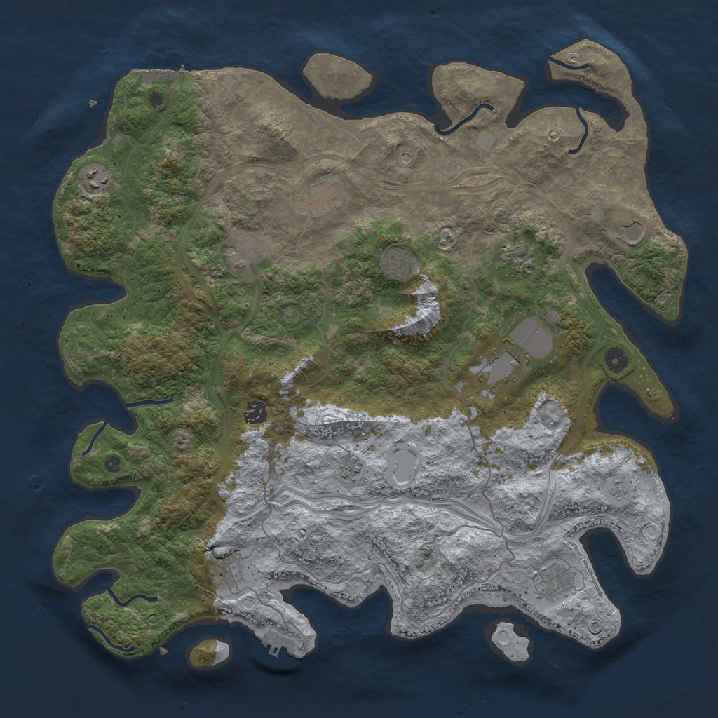 Rust Map: Procedural Map, Size: 4500, Seed: 953940492, 20 Monuments