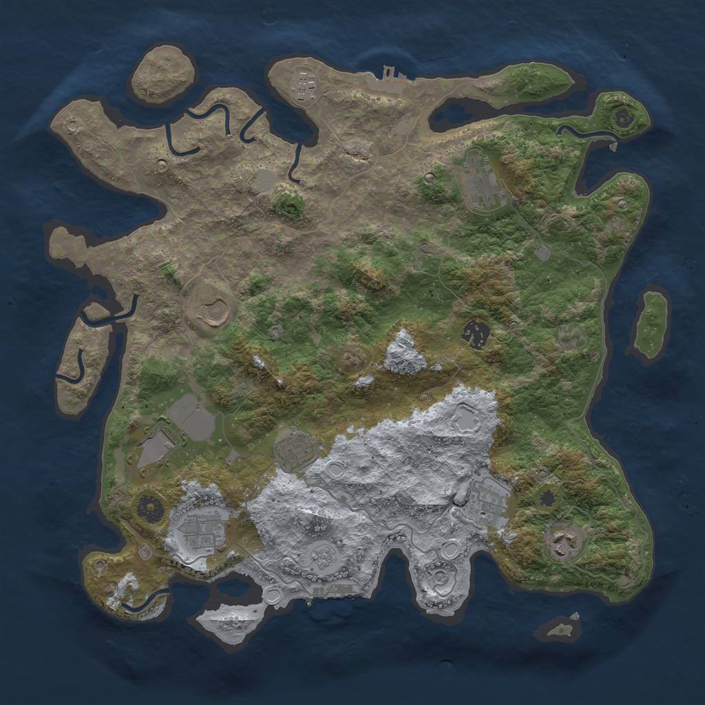 Rust Map: Procedural Map, Size: 3850, Seed: 1415876794, 18 Monuments