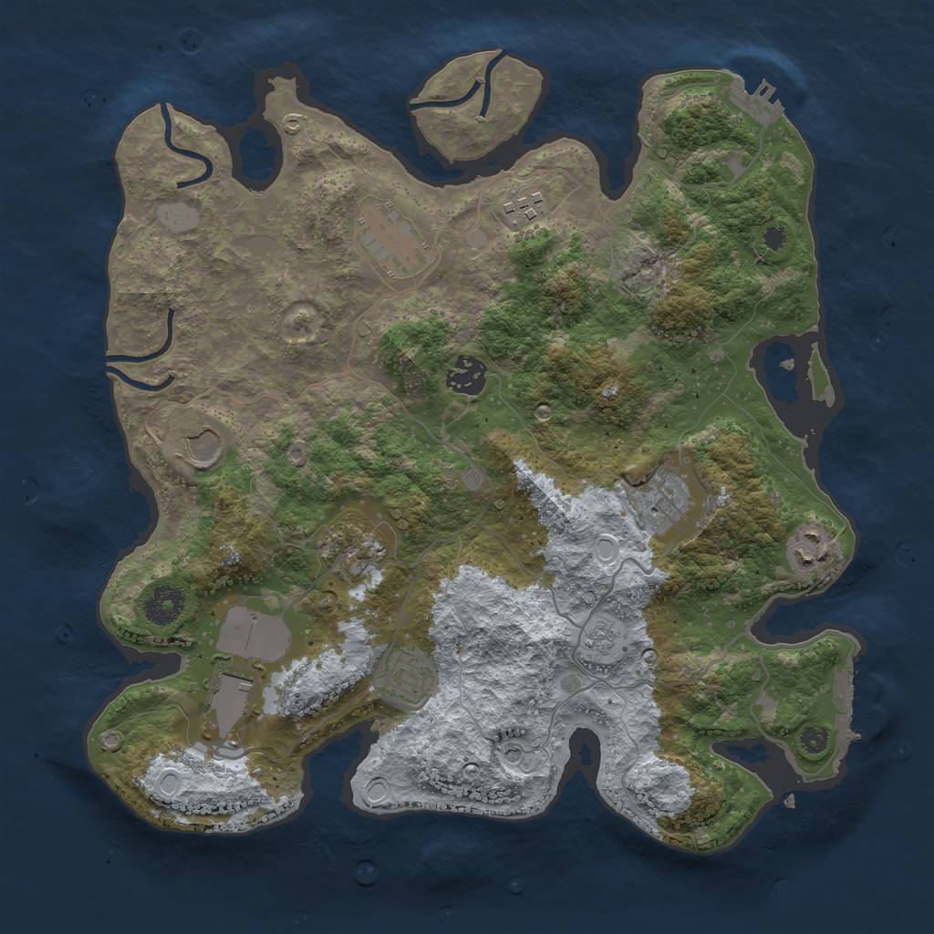 Rust Map: Procedural Map, Size: 3500, Seed: 4514509, 18 Monuments