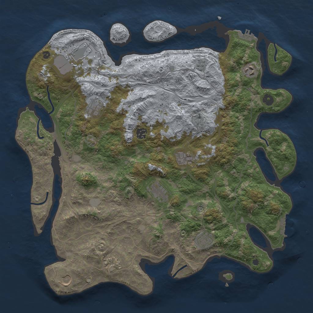 Rust Map: Procedural Map, Size: 4250, Seed: 385228343, 19 Monuments