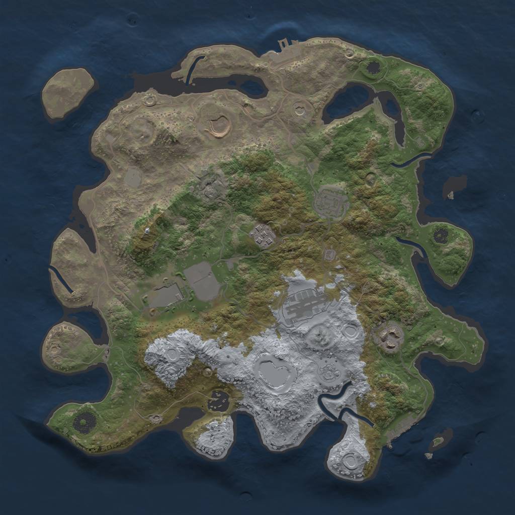 Rust Map: Procedural Map, Size: 3500, Seed: 43264321, 16 Monuments