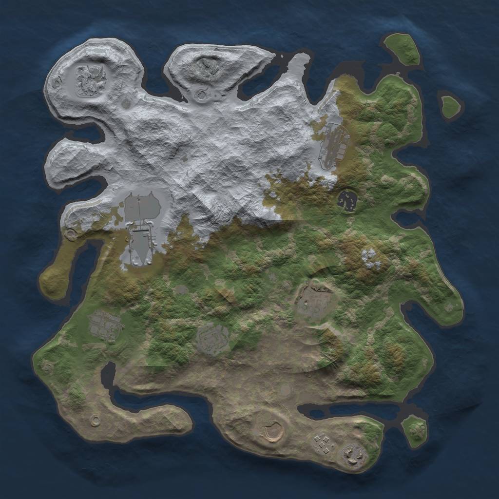 Rust Map: Barren, Size: 3700, Seed: 4277812, 13 Monuments