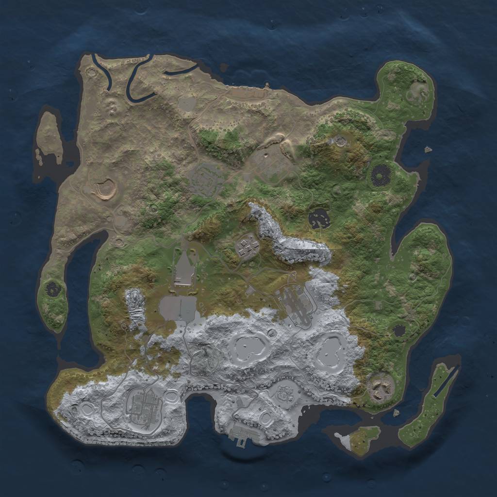 Rust Map: Procedural Map, Size: 3500, Seed: 2887, 18 Monuments