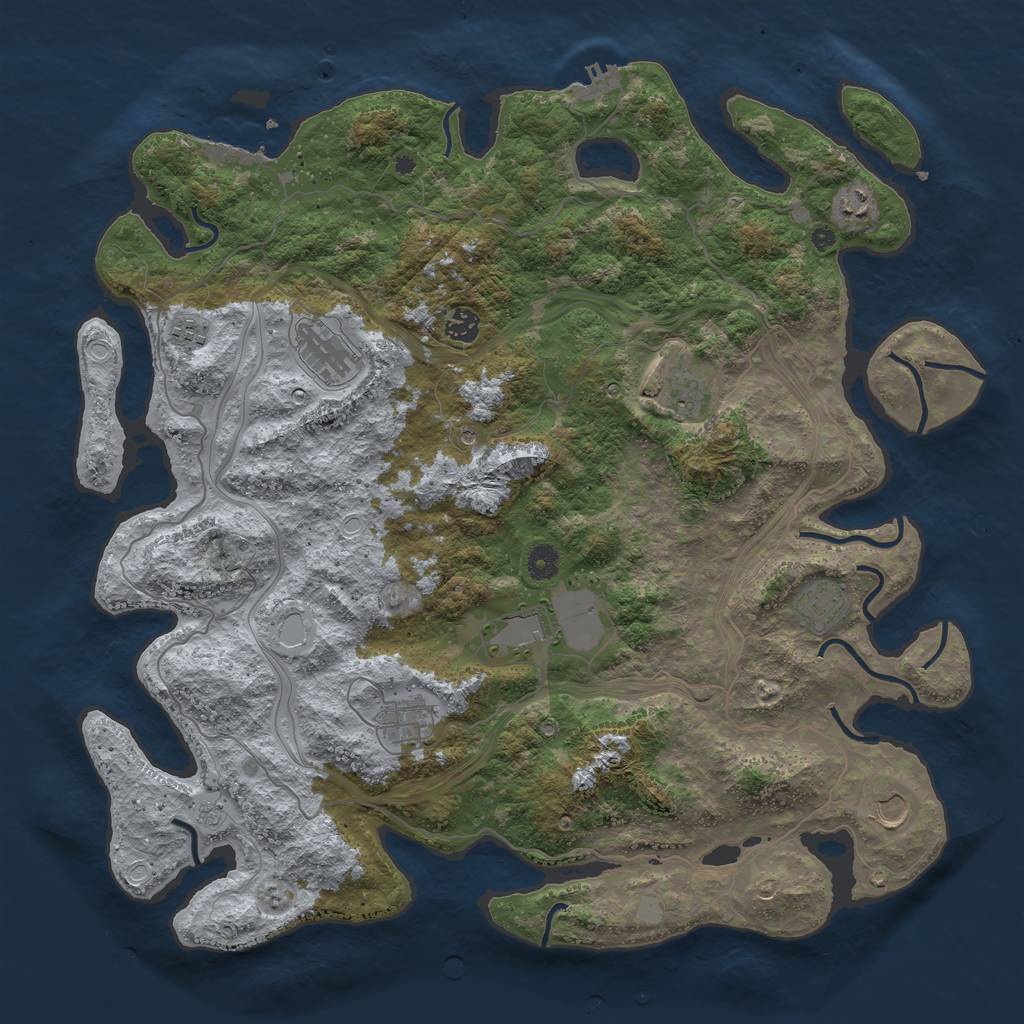 Rust Map: Procedural Map, Size: 4500, Seed: 1444462922, 18 Monuments