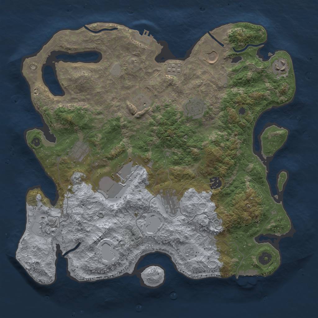 Rust Map: Procedural Map, Size: 3750, Seed: 281943411, 19 Monuments