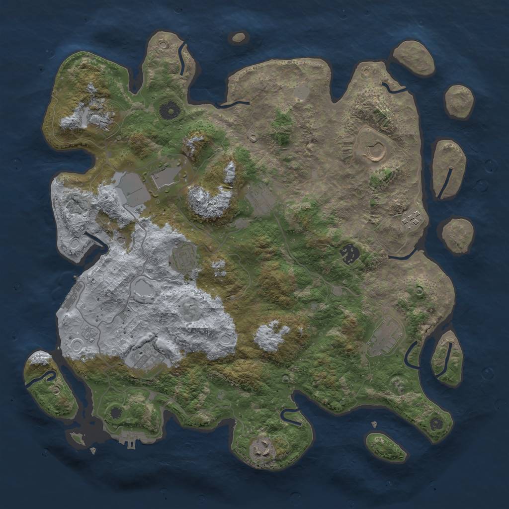 Rust Map: Procedural Map, Size: 3950, Seed: 1394375481, 19 Monuments