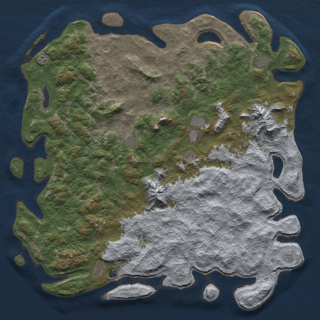 Rust Map: Barren, Size: 6000, Seed: 12112020, 13 Monuments