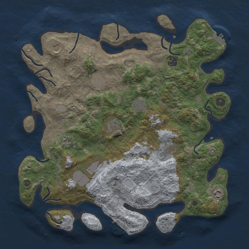 Rust Map: Procedural Map, Size: 4000, Seed: 281943577, 19 Monuments