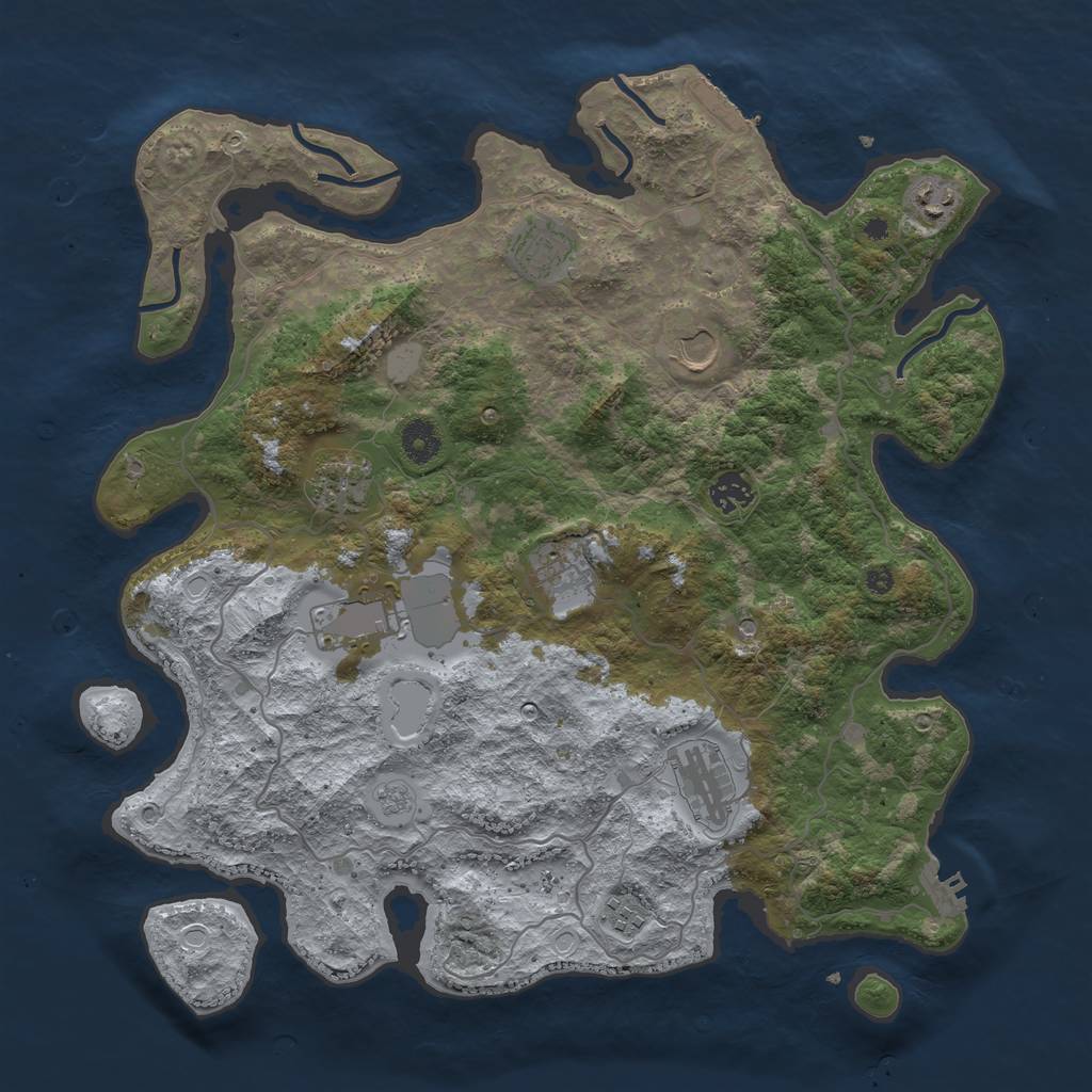 Rust Map: Procedural Map, Size: 4000, Seed: 589741, 18 Monuments