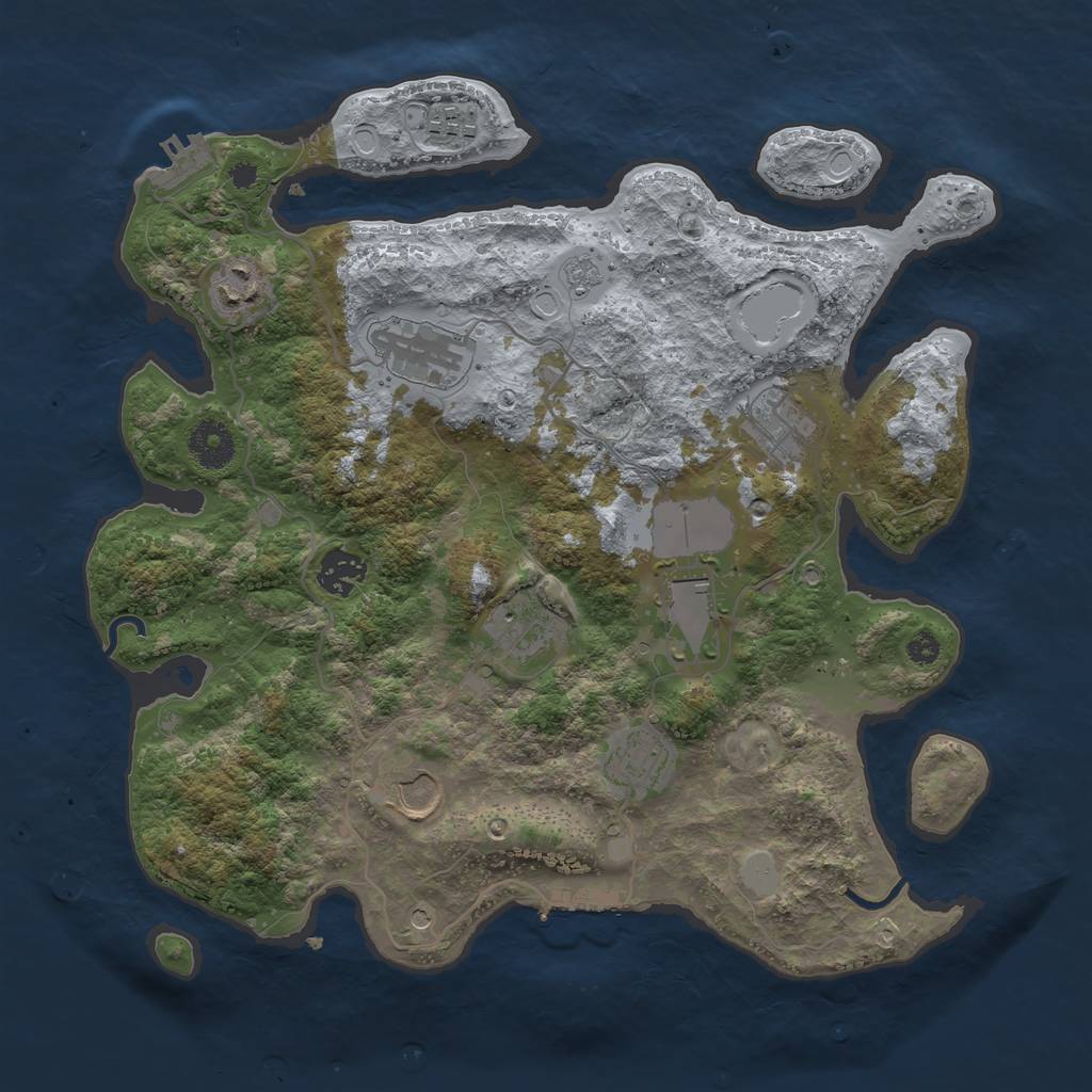 Rust Map: Procedural Map, Size: 3500, Seed: 353725884, 18 Monuments