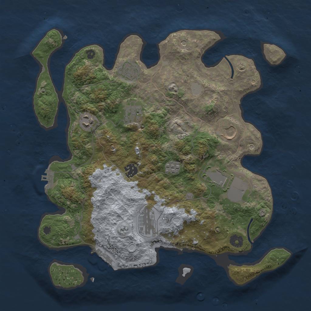 Rust Map: Procedural Map, Size: 3500, Seed: 866183, 16 Monuments