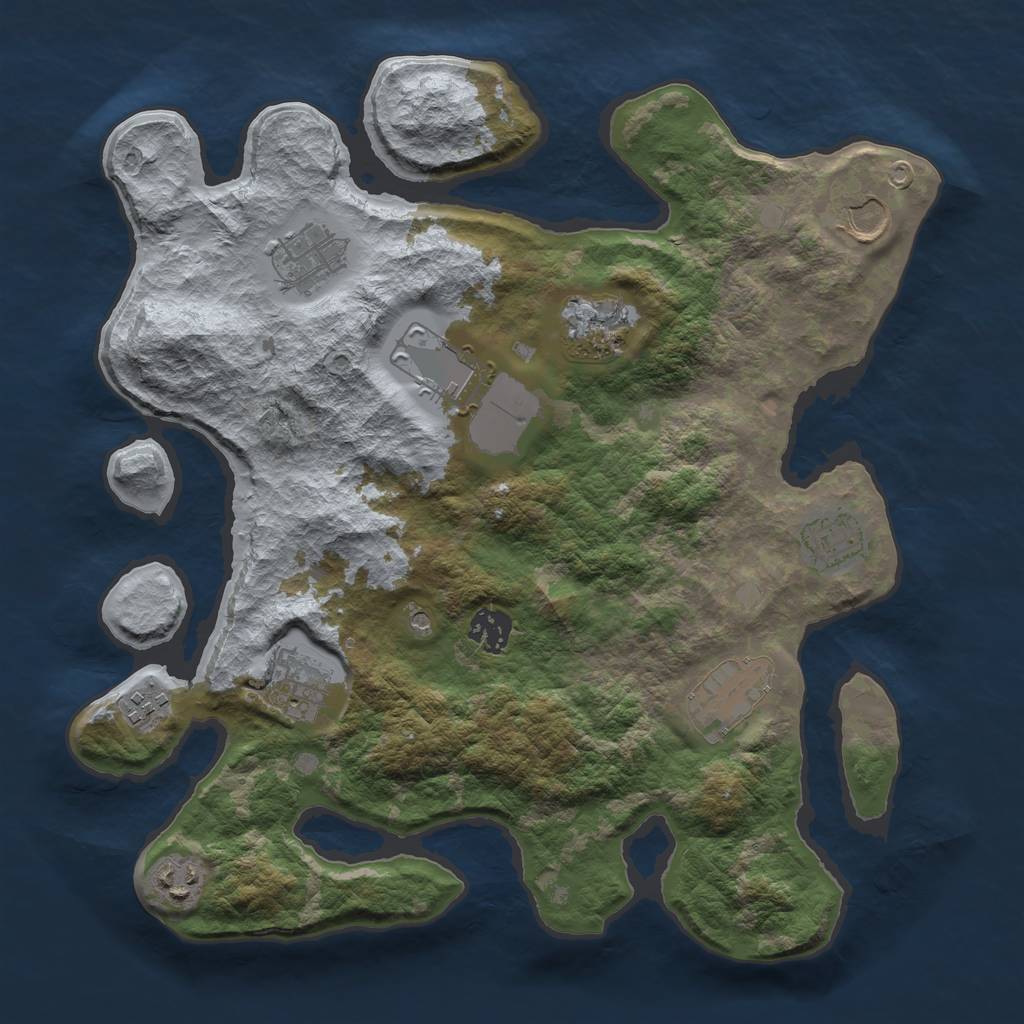 Rust Map: Barren, Size: 3500, Seed: 429069754, 13 Monuments