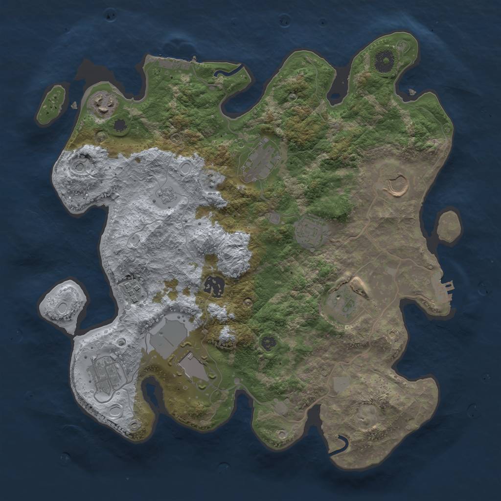 Rust Map: Procedural Map, Size: 3500, Seed: 1365775259, 18 Monuments