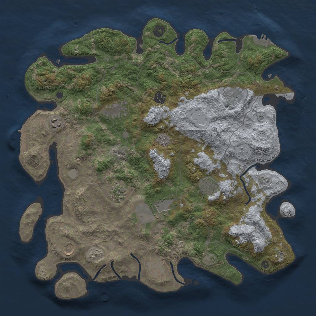 Rust Map: Procedural Map, Size: 4000, Seed: 1061813459, 19 Monuments