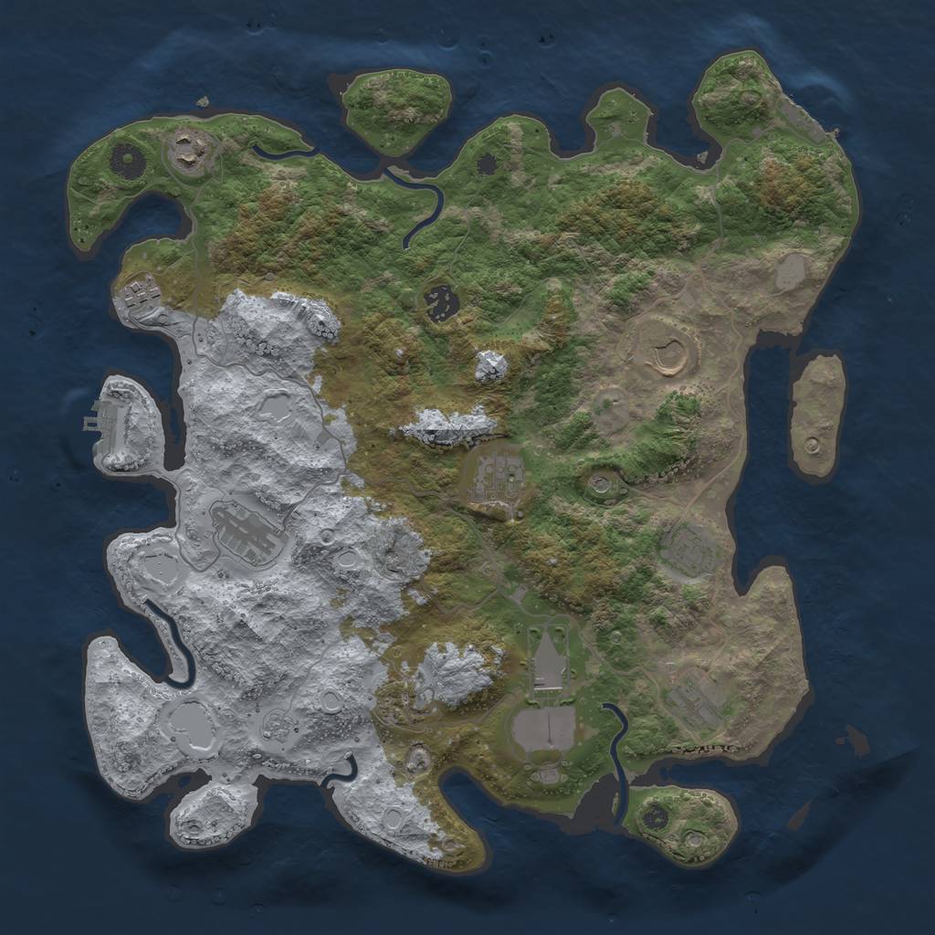 Rust Map: Procedural Map, Size: 3900, Seed: 80765, 19 Monuments