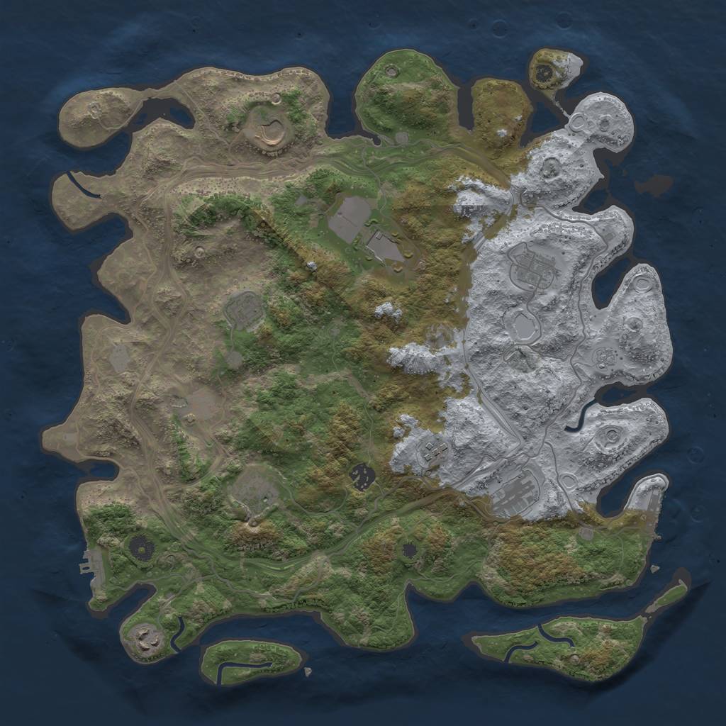 Rust Map: Procedural Map, Size: 4250, Seed: 729813550, 19 Monuments