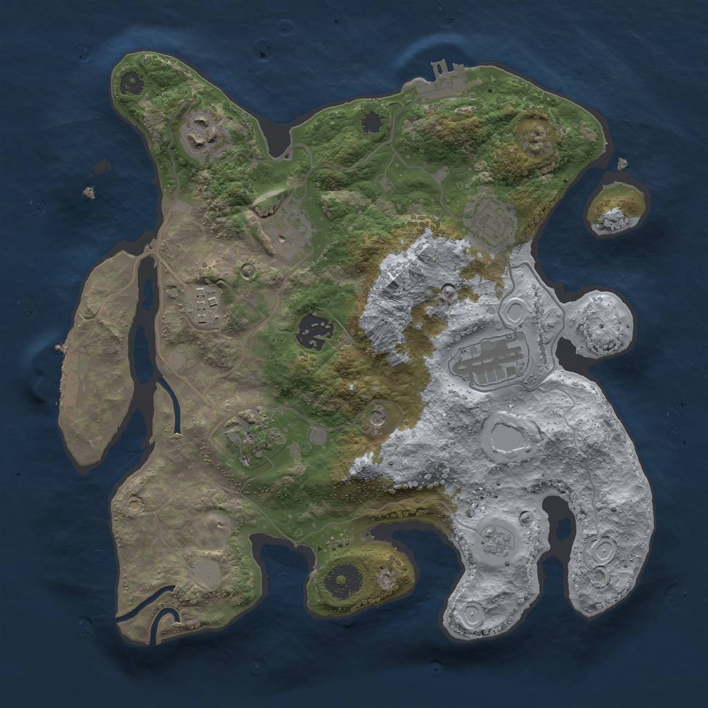 Rust Map: Procedural Map, Size: 3000, Seed: 1725367380, 16 Monuments