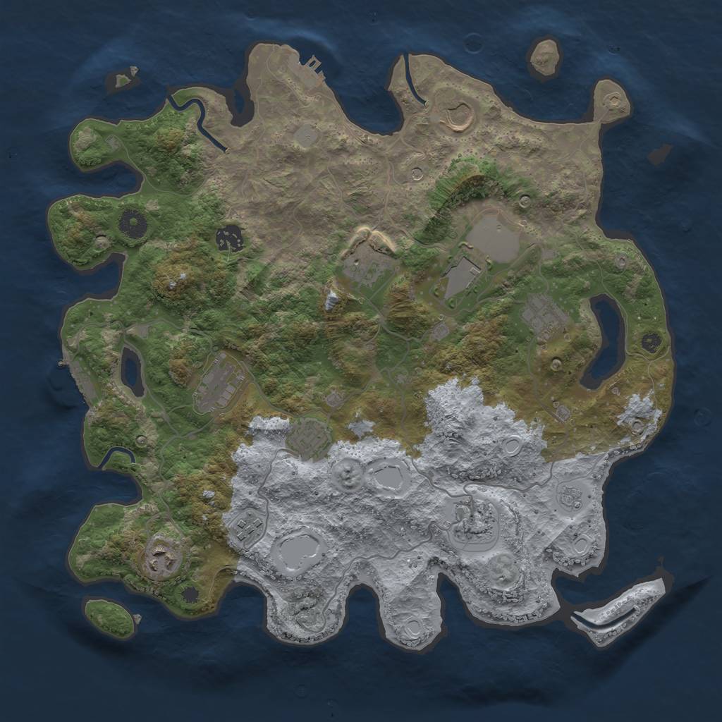 Rust Map: Procedural Map, Size: 3800, Seed: 812335411, 19 Monuments