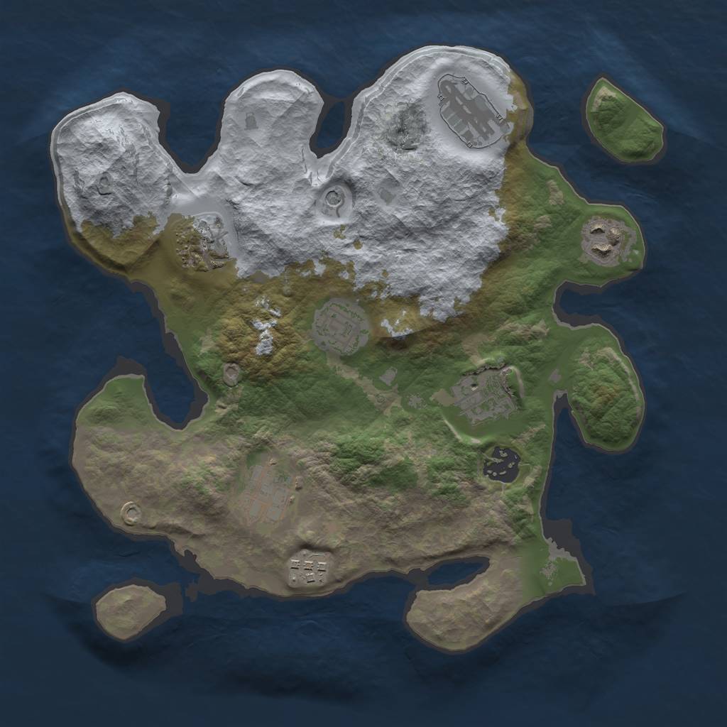 Rust Map: Barren, Size: 3000, Seed: 115955181, 11 Monuments