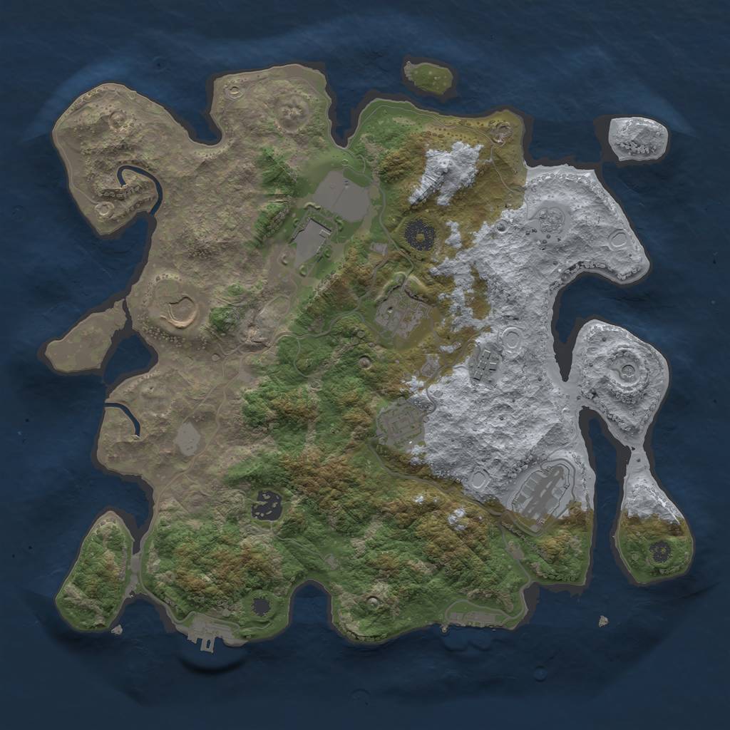 Rust Map: Procedural Map, Size: 3500, Seed: 154321605, 16 Monuments