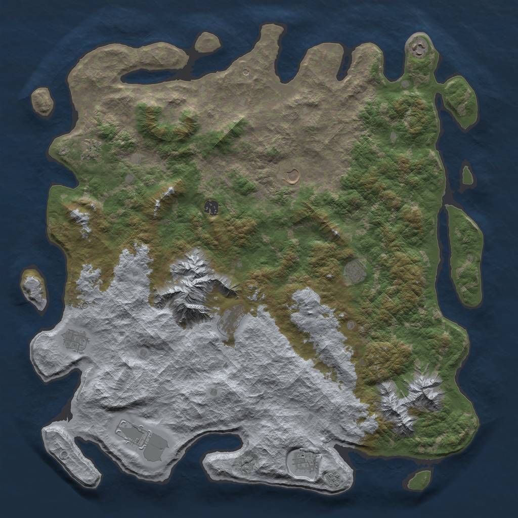 Rust Map: Barren, Size: 5200, Seed: 2147483647, 13 Monuments