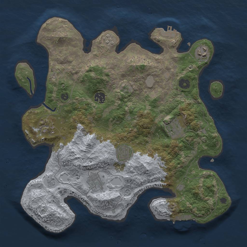 Rust Map: Procedural Map, Size: 3350, Seed: 2147483647, 16 Monuments