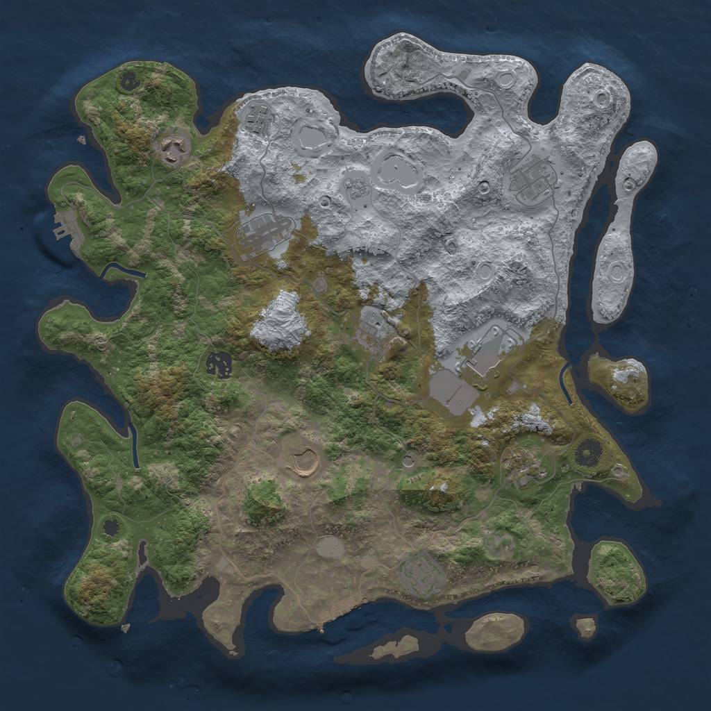 Rust Map: Procedural Map, Size: 3850, Seed: 1587625108, 19 Monuments