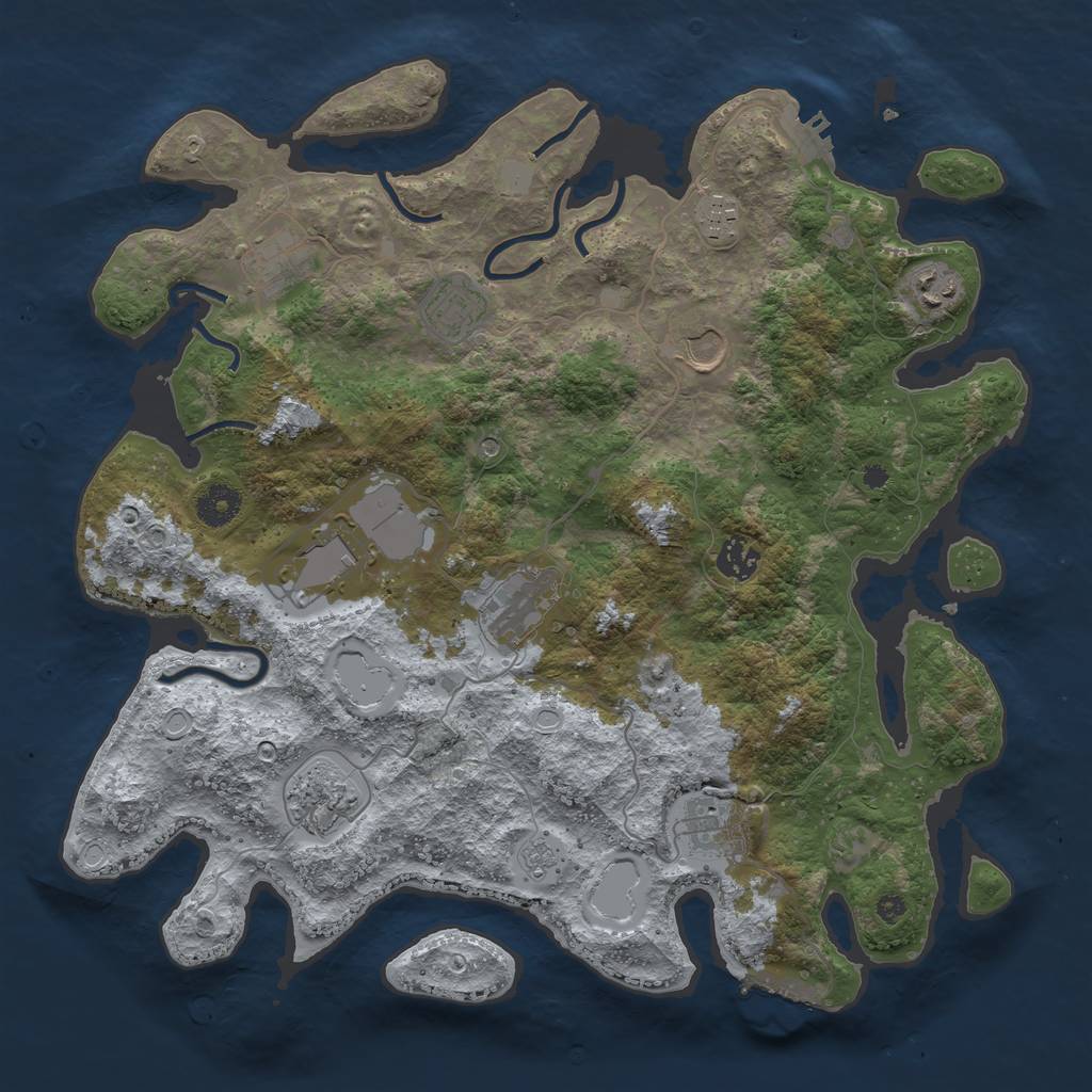Rust Map: Procedural Map, Size: 3800, Seed: 19742718, 19 Monuments