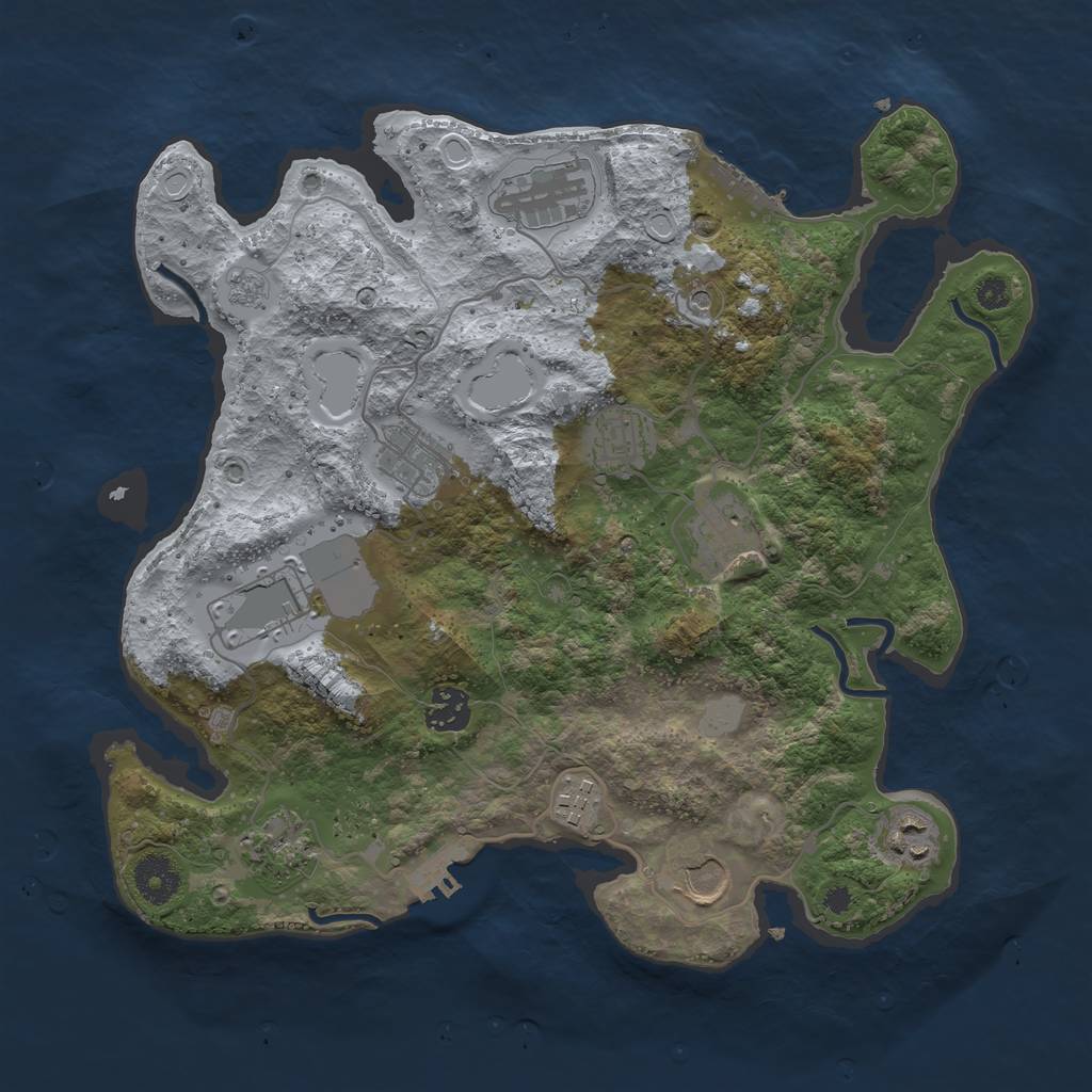 Rust Map: Procedural Map, Size: 3500, Seed: 109723714, 19 Monuments
