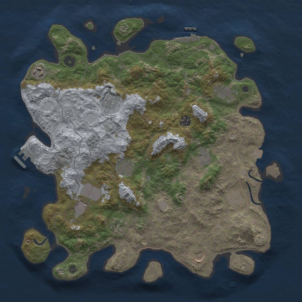Rust Map: Procedural Map, Size: 4000, Seed: 985870362, 17 Monuments