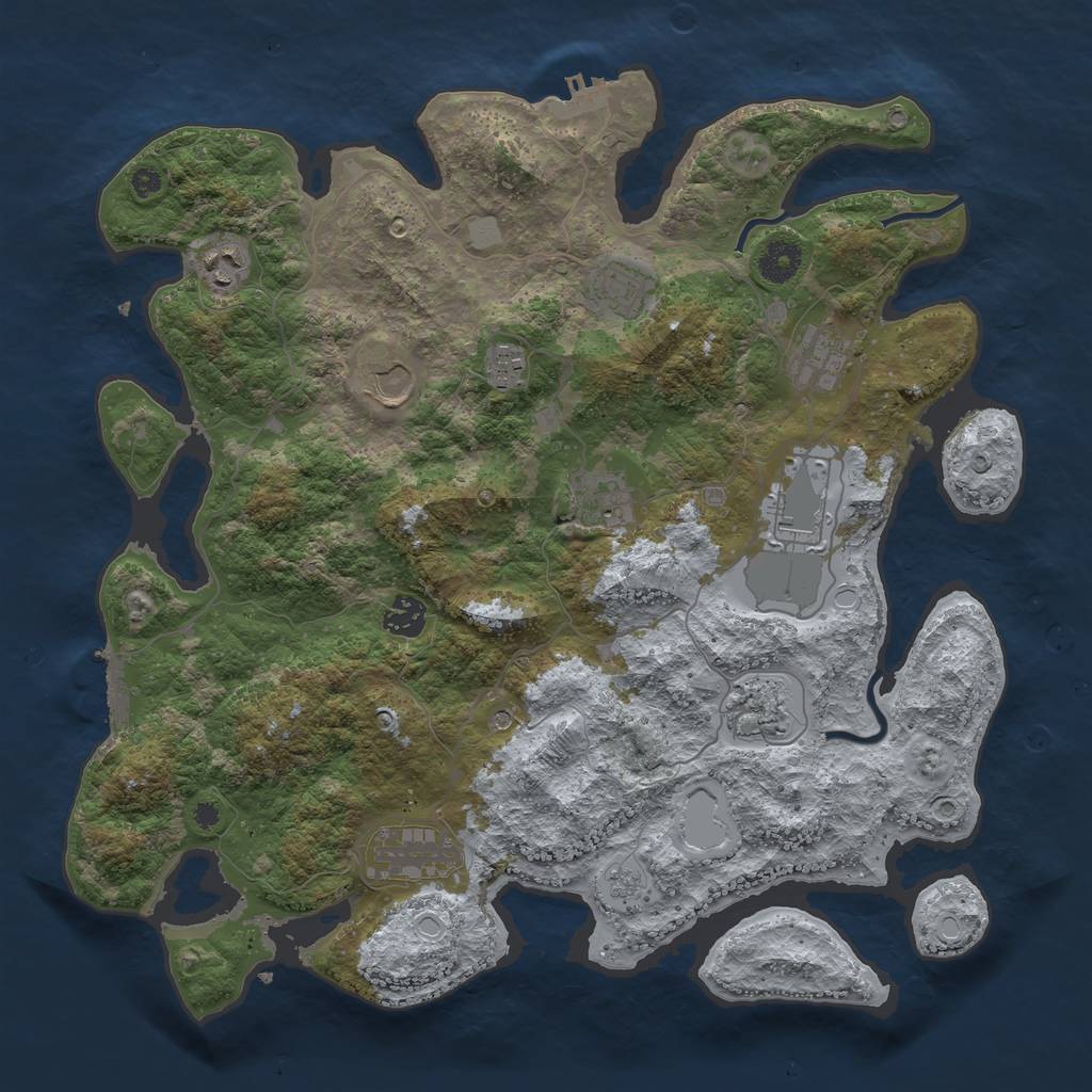 Rust Map: Procedural Map, Size: 3850, Seed: 234142430, 19 Monuments