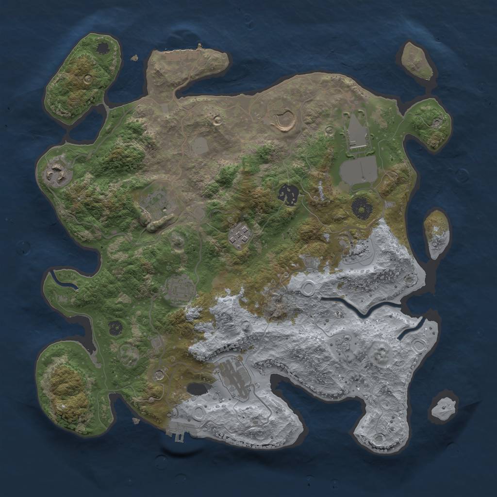 Rust Map: Procedural Map, Size: 3500, Seed: 190113716, 18 Monuments