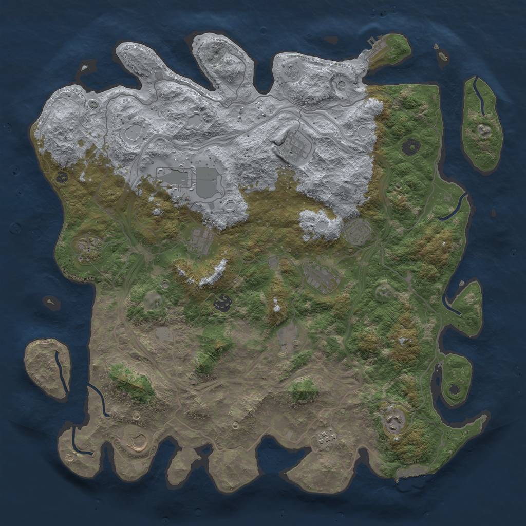 Rust Map: Procedural Map, Size: 4500, Seed: 1300543444, 20 Monuments