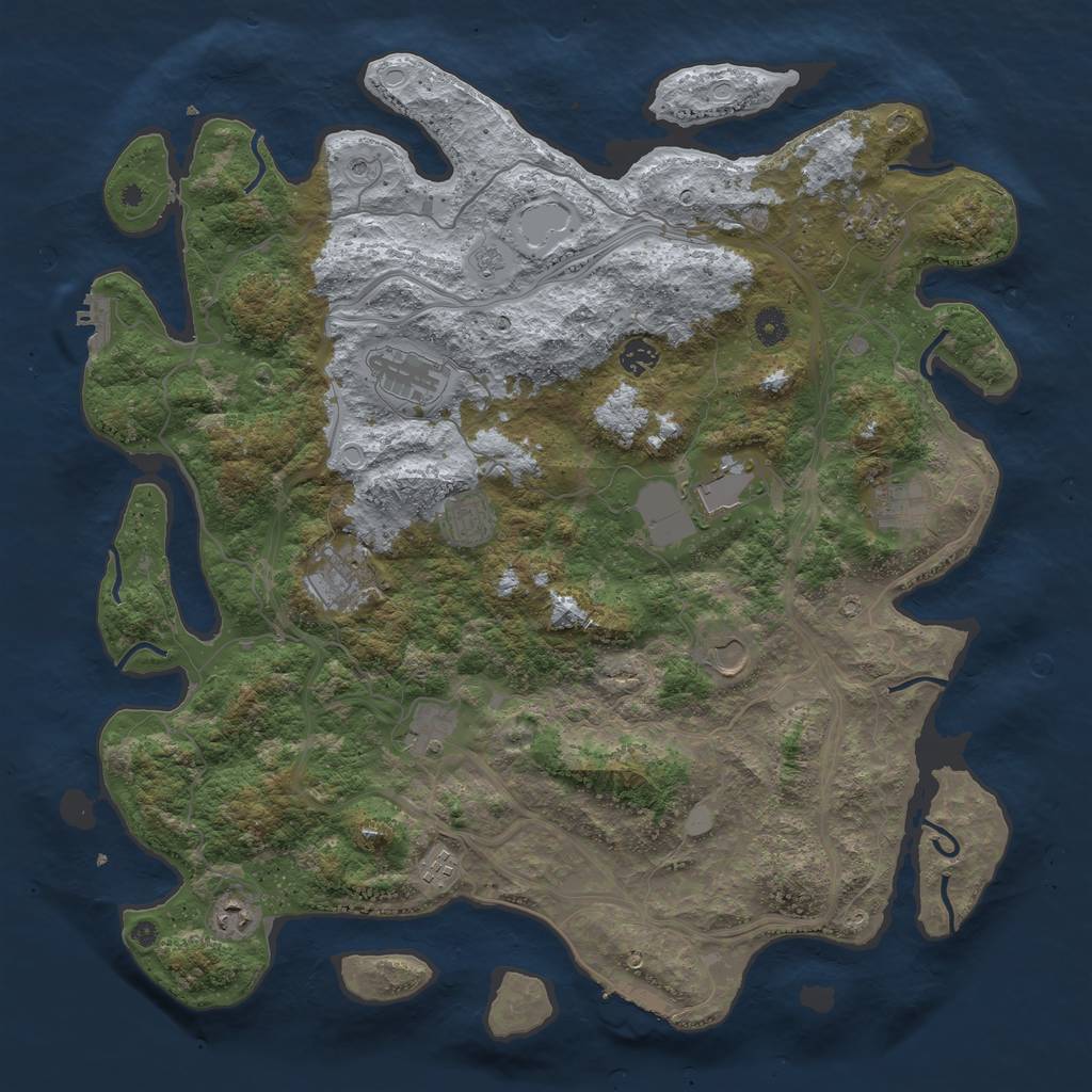 Rust Map: Procedural Map, Size: 4500, Seed: 7059950, 20 Monuments