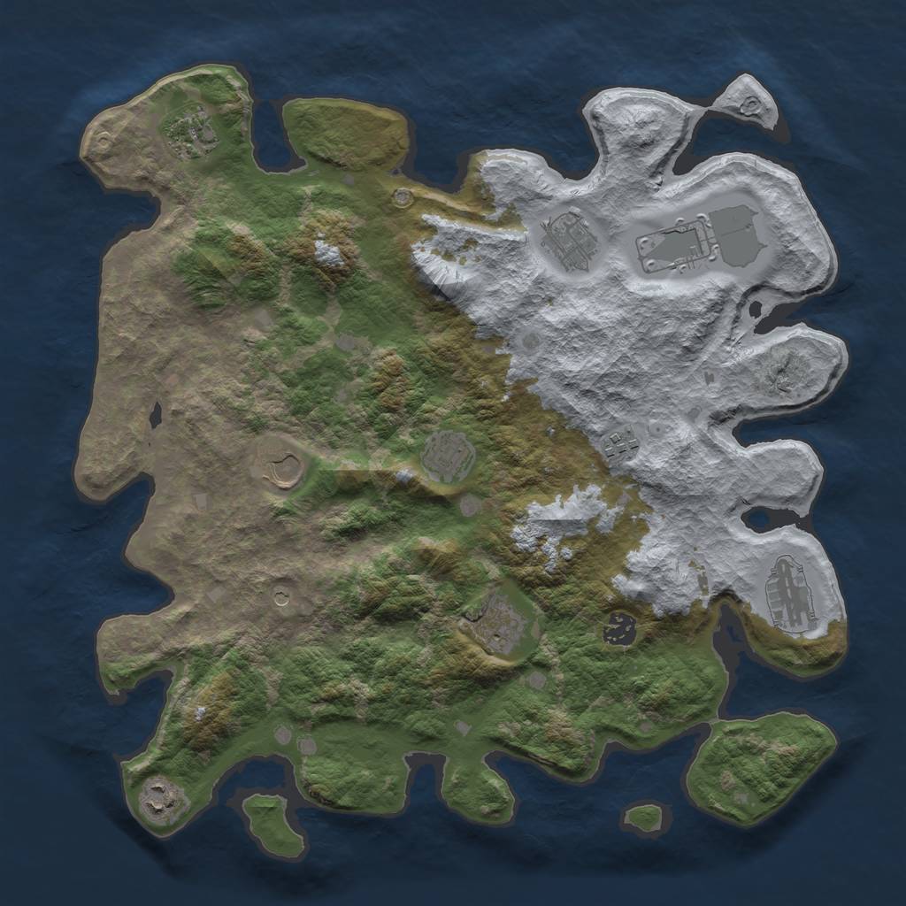 Rust Map: Barren, Size: 4000, Seed: 703, 13 Monuments