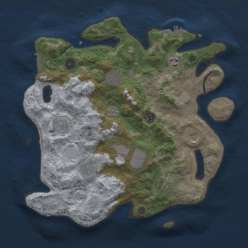 Rust Map: Procedural Map, Size: 3500, Seed: 6385, 18 Monuments
