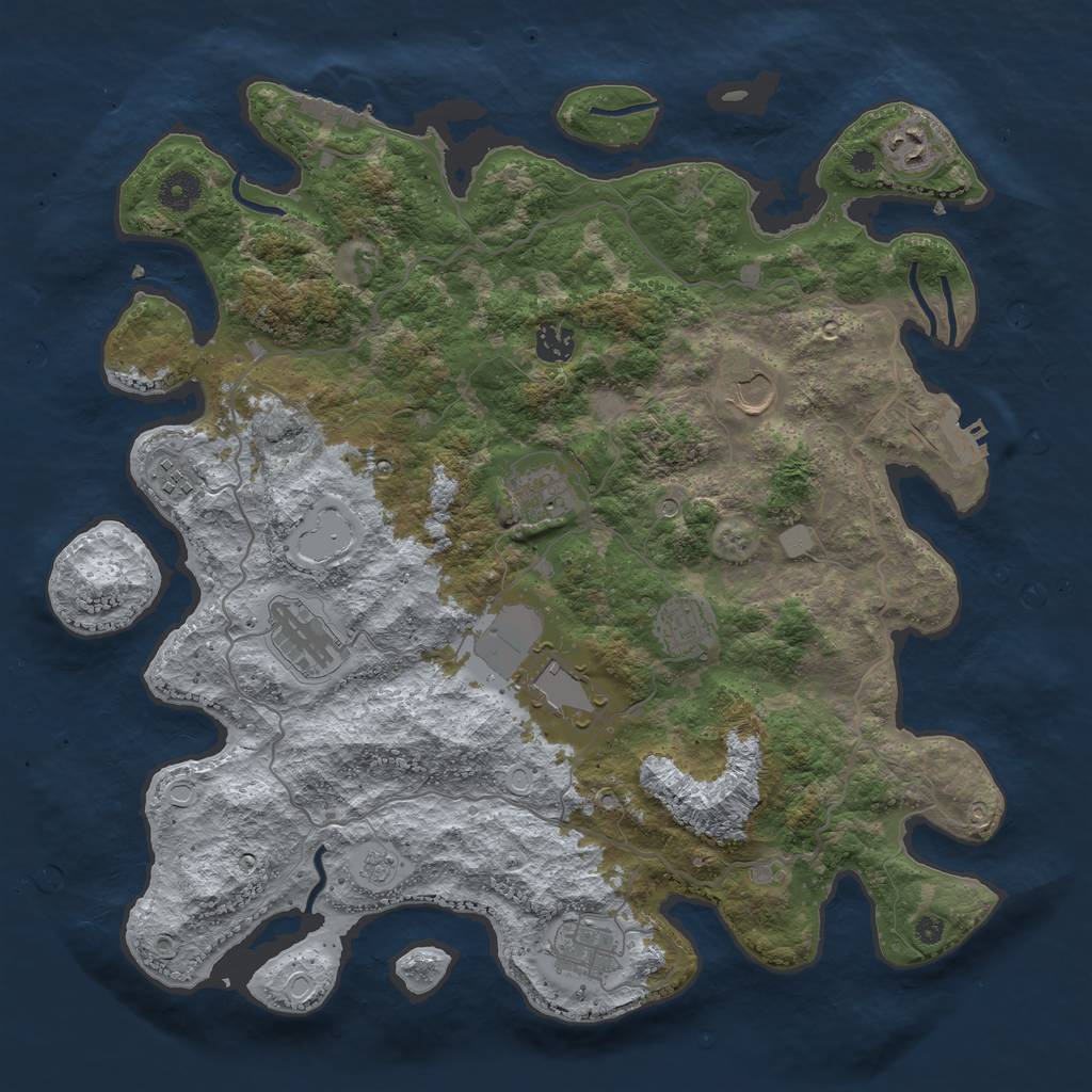 Rust Map: Procedural Map, Size: 4000, Seed: 1676573174, 18 Monuments