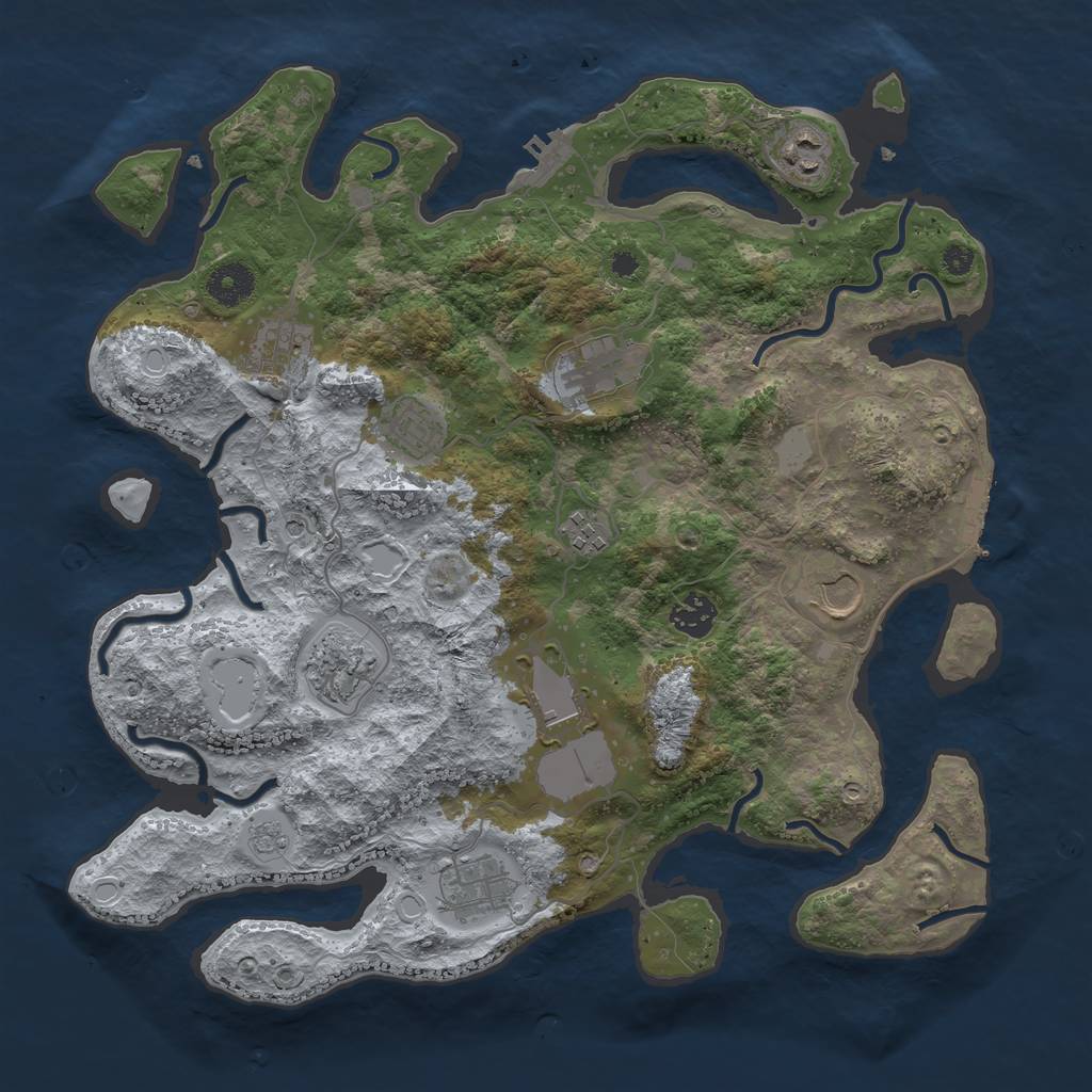 Rust Map: Procedural Map, Size: 3700, Seed: 1932625538, 19 Monuments