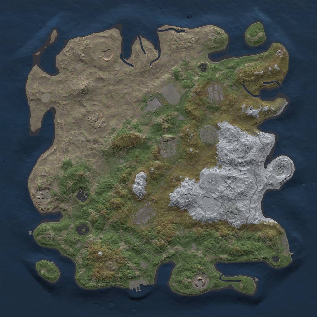 Rust Map: Procedural Map, Size: 4000, Seed: 1021416123, 19 Monuments