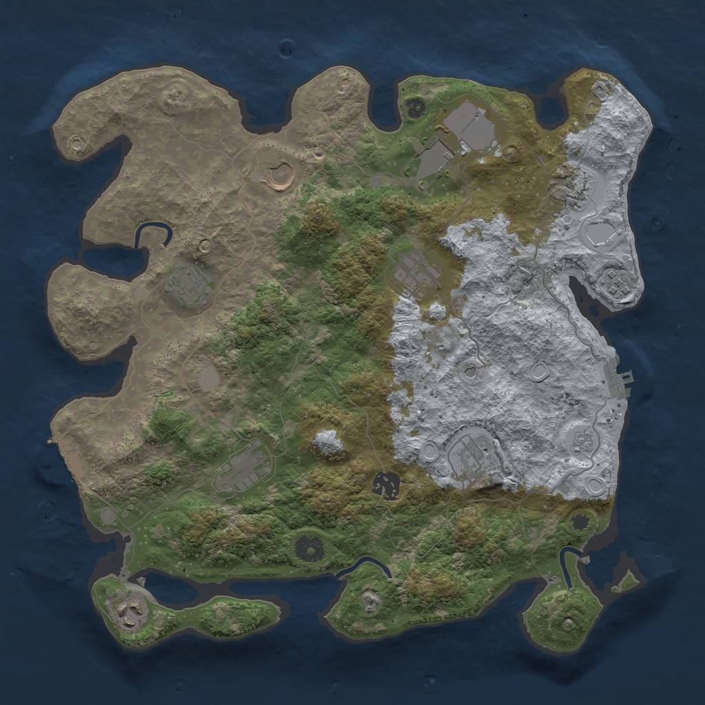 Rust Map: Procedural Map, Size: 3700, Seed: 501800925, 19 Monuments