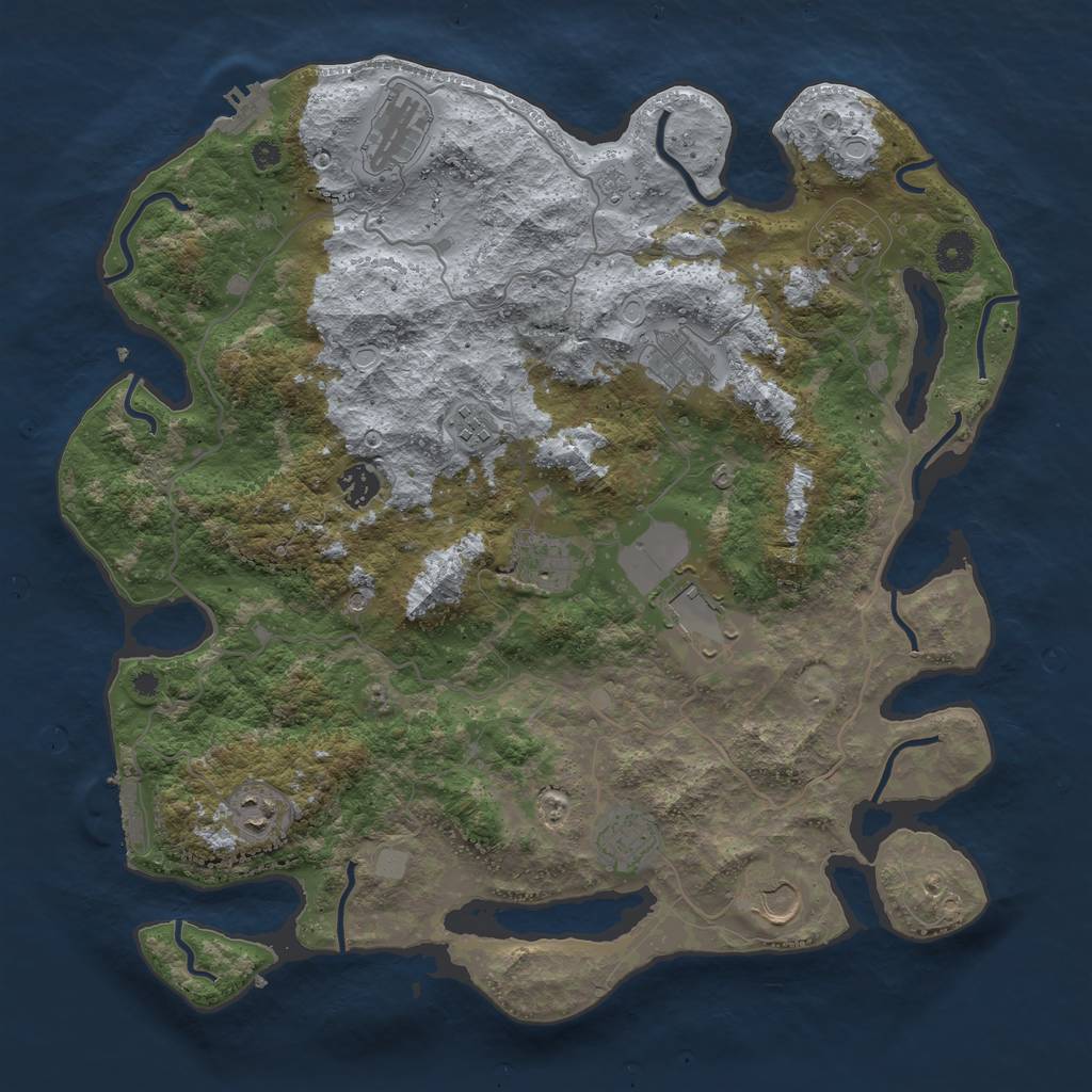 Rust Map: Procedural Map, Size: 4000, Seed: 91925439, 19 Monuments