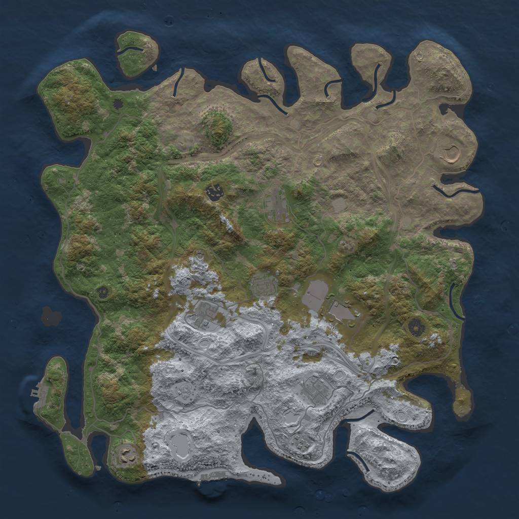 Rust Map: Procedural Map, Size: 4500, Seed: 881951632, 18 Monuments