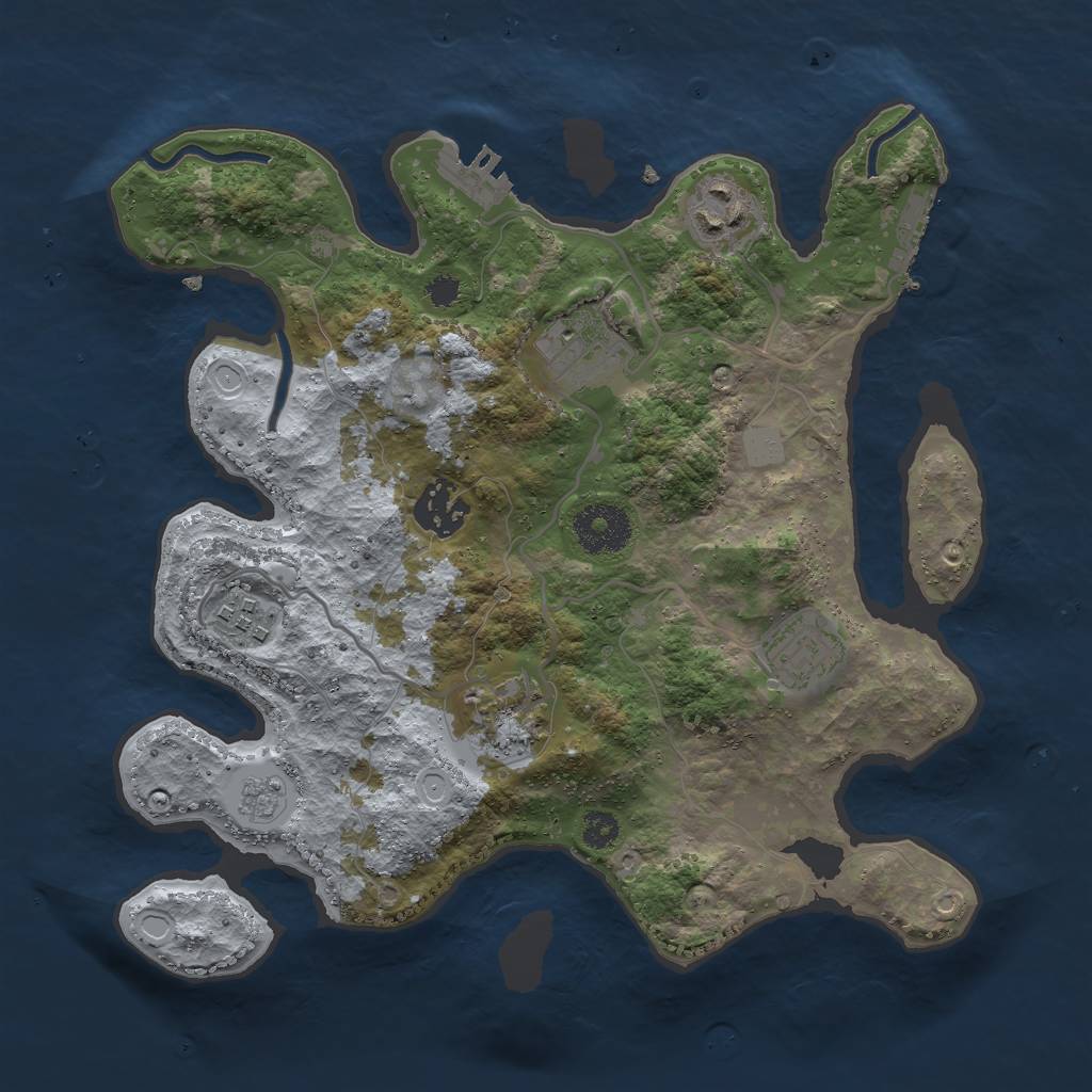Rust Map: Procedural Map, Size: 3000, Seed: 755547406, 14 Monuments