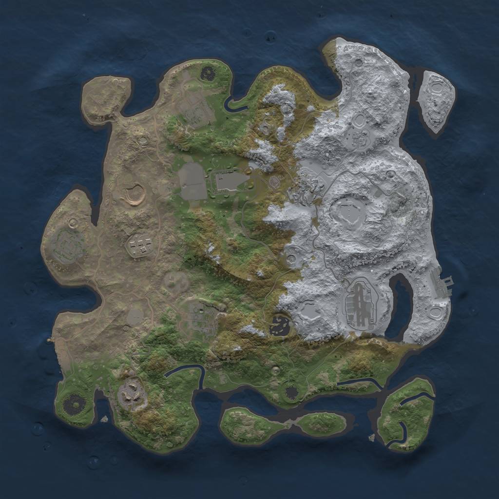 Rust Map: Procedural Map, Size: 3500, Seed: 127249879, 19 Monuments