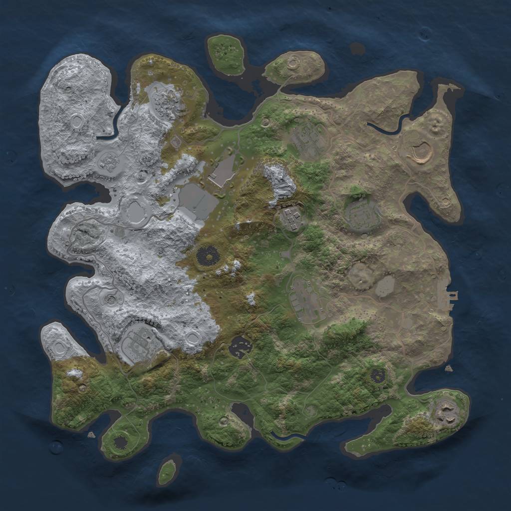 Rust Map: Procedural Map, Size: 3500, Seed: 515534168, 18 Monuments