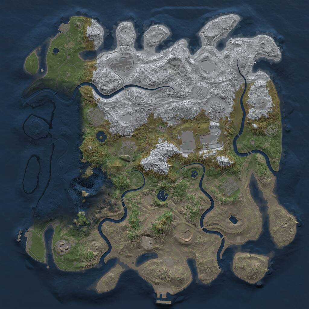 Rust Map: Procedural Map, Size: 4250, Seed: 37062430, 16 Monuments