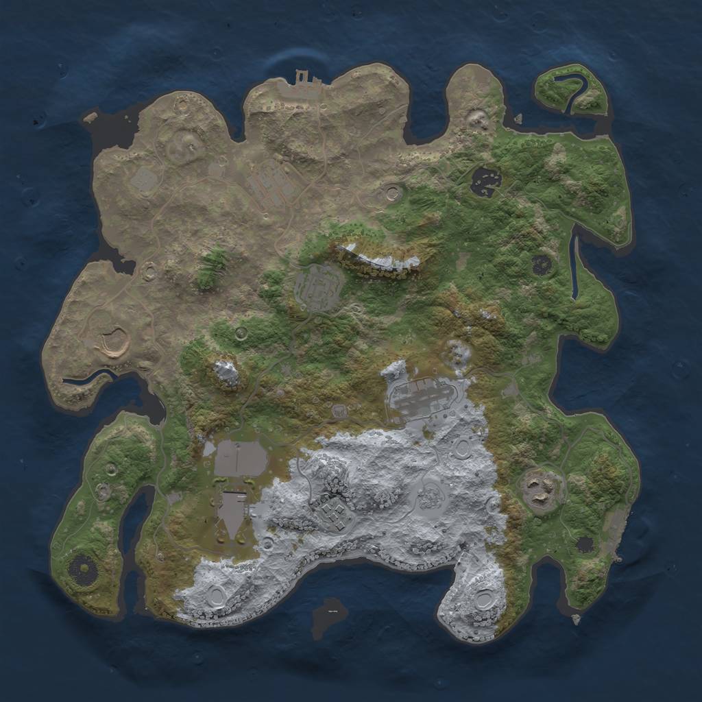 Rust Map: Procedural Map, Size: 3500, Seed: 19048177, 17 Monuments
